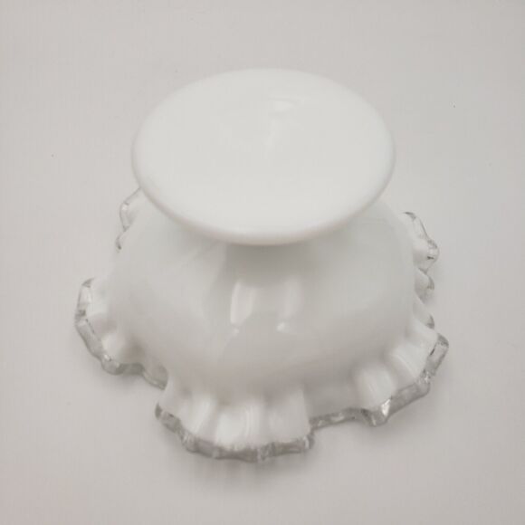 Vintage Fenton Silver Crest Milk Glass Compote Circa 1942-1972 - Picture 6 of 10